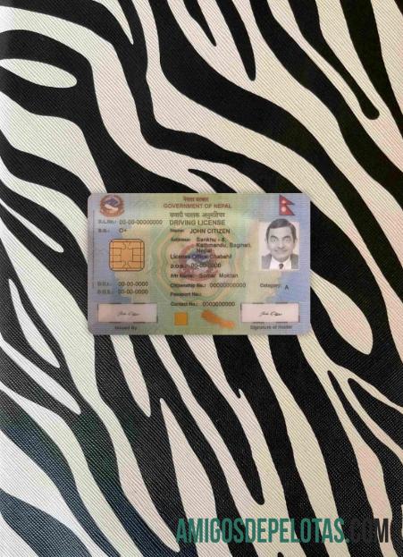 Carteira de habilitação do Nepal versão 2 fotolook frente exemplo real